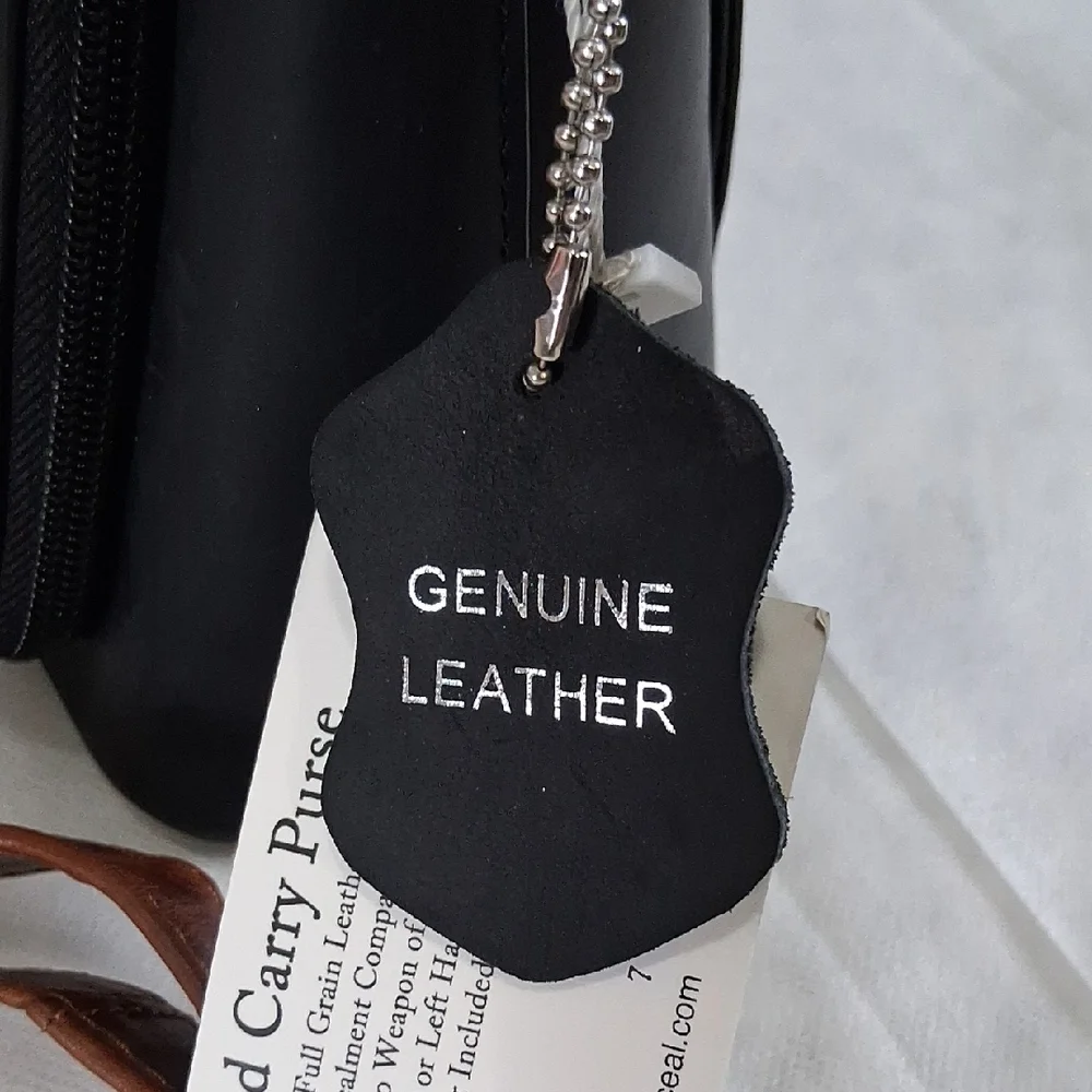 Lady Conceal Black and Brown Leather Crossbody Bag - Picture 8 of 13